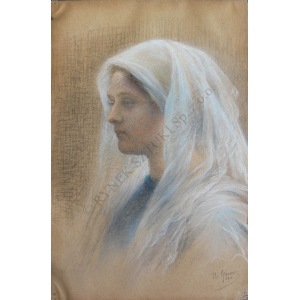 Hélène Gevers (1848-1932), Młoda kobieta w welonie (1911)