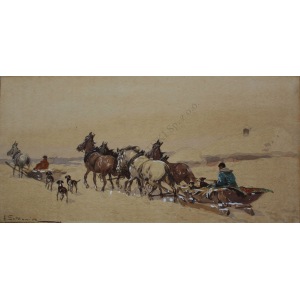 Adam Setkowicz (1876-1945), Sledding in winter