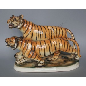 Figura-Dwa tygrysy(Niemcy, Sitzendorf, l.30.XX w.), 