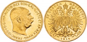 Franz Joseph I., 20 krone 1914, Vienna