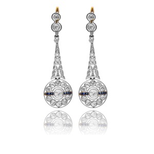 Diamond earrings made of platinum and gold
