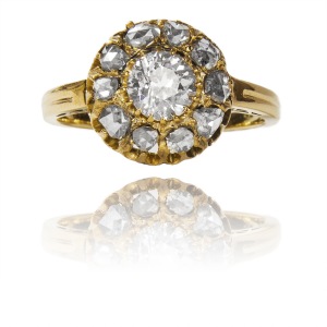 A former crimson with a diamond of about 0.73ct
