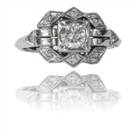 Art Deco style ring with diamonds made of gold