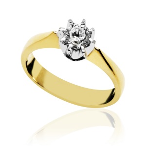 Pierścionek z brylantem ~ 0.51ct wykonany ze złota