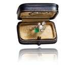 Old ring author's work with emerald and diamonds