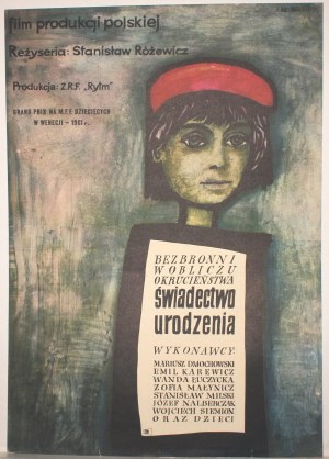 Plakat do filmu Świadectwo urodzenia Proj. Jan Młodożeniec (1961)