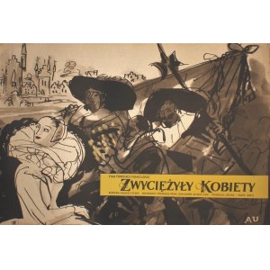 Plakat für den Film Zwycięły kobiety / Women Won, entworfen von Antoni Uniechowski (1957)