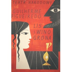 Plakat teatralny Lis i Winogrona Proj. Jerzy Srokowski (1959)