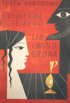 Plakat teatralny Lis i Winogrona Proj. Jerzy Srokowski (1959)
