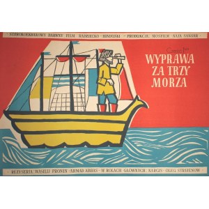 Plakat für den Film Wyprawa za trzy morza / Die Reise zu den drei Meeren, entworfen von Hanna Bodnar-Kaczyńska (1960)