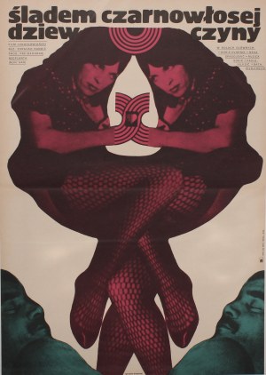 Plakat do filmu Śladem czarnowłosej dziewczyny Projekt Ryszard Kiwerski (1972)