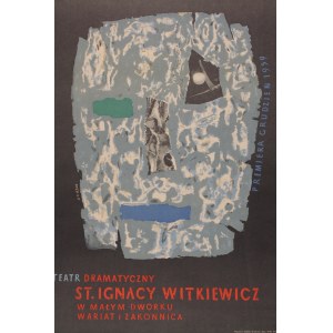 Theaterplakat für das kleine Herrenhaus Wariat i zakonnica von St. Ignacy Witkiewicz / Dramatyczny Theater [Warschau] Entwurf von Józef Szajna (1959)