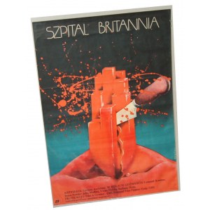 Plakat für den Film Britannia Hospital, entworfen von Teresa Jaskierny (1983)