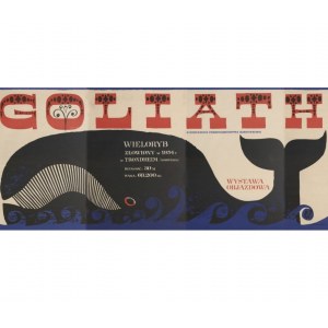 Ausstellungsplakat Goliath-Wal gefangen 1954 in Trondheim (Norwegen) Wanderausstellung Design von Hubert Hilscher (ca 1954)