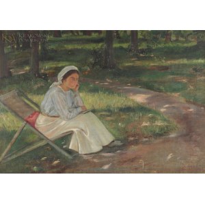 Autor unbekannt, Frau im Park (1907)