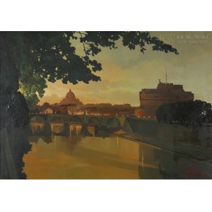 Wlodzimierz KARCZ (1937-2008), View of the Bridge of St. Angelo in Rome.