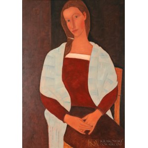 Roman ZAKRZEWSKI (1955-2014), Porträt einer Frau mit blauem Schal (2009)