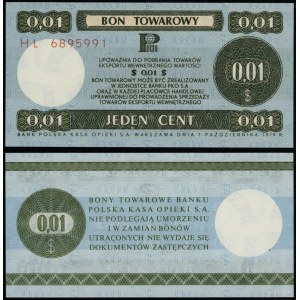 Polska, bon na 1 centa (0.01 dolara), 1.10.1979