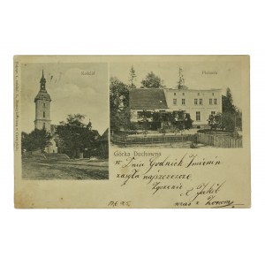 Górka Duchowna - Kirche und Pfarrhaus, Auflage, gesendet am 13.06.1905, lange Adresse, Foto und gedruckt von L. Durczykiewicz in Czempin
