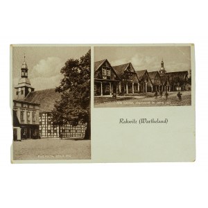 RAKONIEWICE [Rakwitz] Evgl. Kirche / Alte Lauben abgebrannt im Jahre 1927, circulation, sent 11.4.1941.