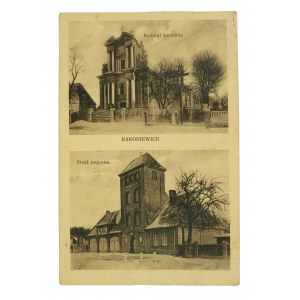 RAKONIEWICE - Straż pożarna / Kościół katolicki, obieg, wysłana 2.11.1929r.