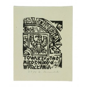 Exlibris Towarzystwo Miłośników Wrocławia, linoryt, 1980r.