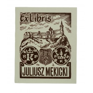 Exlibris Juliusz Mękicki, autor Józef Wanag, 1984r., technika: drzeworyt,