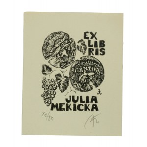 Exlibris Julia Mękicka, by Joseph Wanag, 1980, woodcut