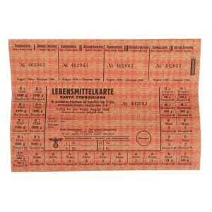 Lebensmittelkarte / Food card valid for the month of August 1944 - COMPLETE