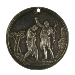 Gedenkmedaille auf die Taufe / Taufmedaille, Polen, 18. Dezember 1864, [Silber].