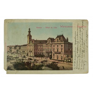 WARSCHAU Rathaus - Hotel de ville, Umlauf, gesendet 19.VIII.1901, lange Adresse