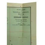 Mapa nadbałtyckich kurortów i uzdrowisk OLIVA i SOPOT z oznaczeniem ścieżek spacerowych, 1912 rok, skala 1:25.000, rozmiar 44,5 x 65,5cm