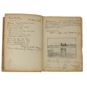 [MANUSCRIPT] Unique album by Rev. Jan Sieminski [1836-1920] with entries of prominent Poles. Dozens of entries and autographs from 1880 to 1918. Drawing by Stanisław Ignacy Witkiewicz ! UNIQUE