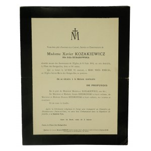 Madame Xavier KOZAKIEWICZ [Pani Ksawerowa KOZAKIEWICZ] z domu Julie Husakowska [1819-1913]