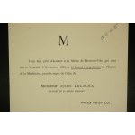 Jules LACROIX [1809-1887] Officer of the Legion of Honor, poet, translator, husband of Countess Caroline Rzewuska, mass on the anniversary of his death