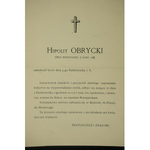 Hipolit OBRYCKI [1840-1913] weteran Powstania Styczniowego