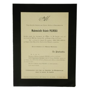 Mademoiselle Octavie PILINSKA [1841-1917] auf der Rückseite handschriftliche Notizen zu Isabelle Pilińska [Isabelle PILINSKA].