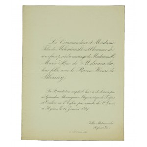 Wedding of Maria Alina de Meleniewska [1877-1954] and Baron Henri de Blonay [1871-1951], January 14, 1897, Villa Meleniewski, Hyires