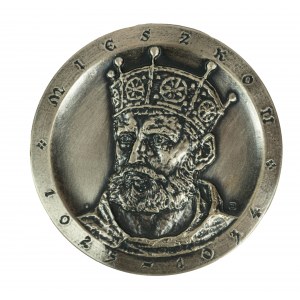 MIESZKO II 1025-1034 / RYCHEZA 1025-1034, PTTK Chełm 1986, Nr. 3, signiert J. Jarnuszkiewicz, Silbermedaille