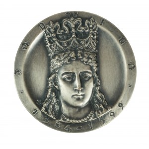 JADWIGA 1384-1399, PTTK Chelm No. 22, signed J. Jarnuszkiewicz, silver-plated medal