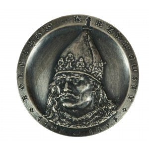 BOLESŁAW KRZYWOUSTY 1102-1138, PTTK Chełm 1986, Nr. 7, signiert J. Jarnuszkiewicz, Silbermedaille