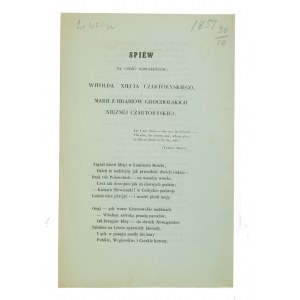 Gesang zu Ehren der Neuvermählten Witold Herzog Czartoryski und Marie, Gräfin Czartoryska von Grocholski, 30.10.1851.