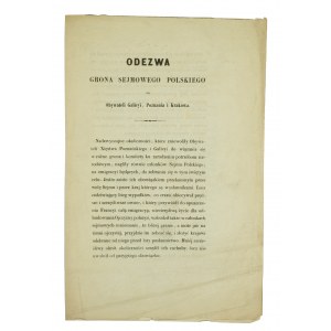 Odezwa Grona Sejmowego Polskiego do obywateli Galicyi, Poznania i Krakowa - Paryż 20 maja 1848r.