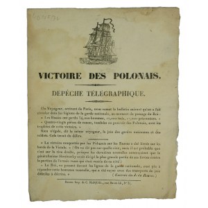 Victoire des Polonais. Depeche telegraphique, Rouen Imp. de C. Bloquel