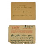 A set of camp memorabilia of Father JAN KACZOR, a prisoner of the Bruczkow, Buchenwald and Dachau camps. Camp letters, eyeglasses, identity card with photo, photograph after the liberation of the camp, VERY RARE in such a set