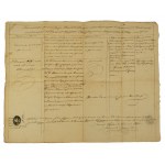A 19th century set of various manuscript documents [metrics, certificates, case settlements]. A set of 11 documents