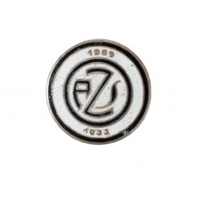 Commemorative badge for the 25th anniversary of the AZS 1909-1933, screw, enamel, RARE