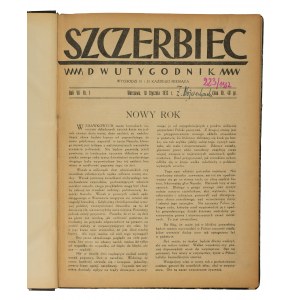 Czasopismo SZCZERBIEC dwutygodnik - kompletny rocznik 1932 z numerami nakładu drugiego [po konfiskacie]