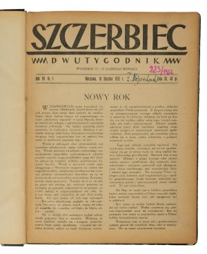 Czasopismo SZCZERBIEC dwutygodnik - kompletny rocznik 1932 z numerami nakładu drugiego [po konfiskacie]