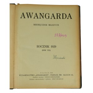 Czasopismo AWANGARDA miesięcznik młodych, kompletny rocznik 1929, red. nacz. Stefan Wyrzykowski, BARDZO RZADKIE